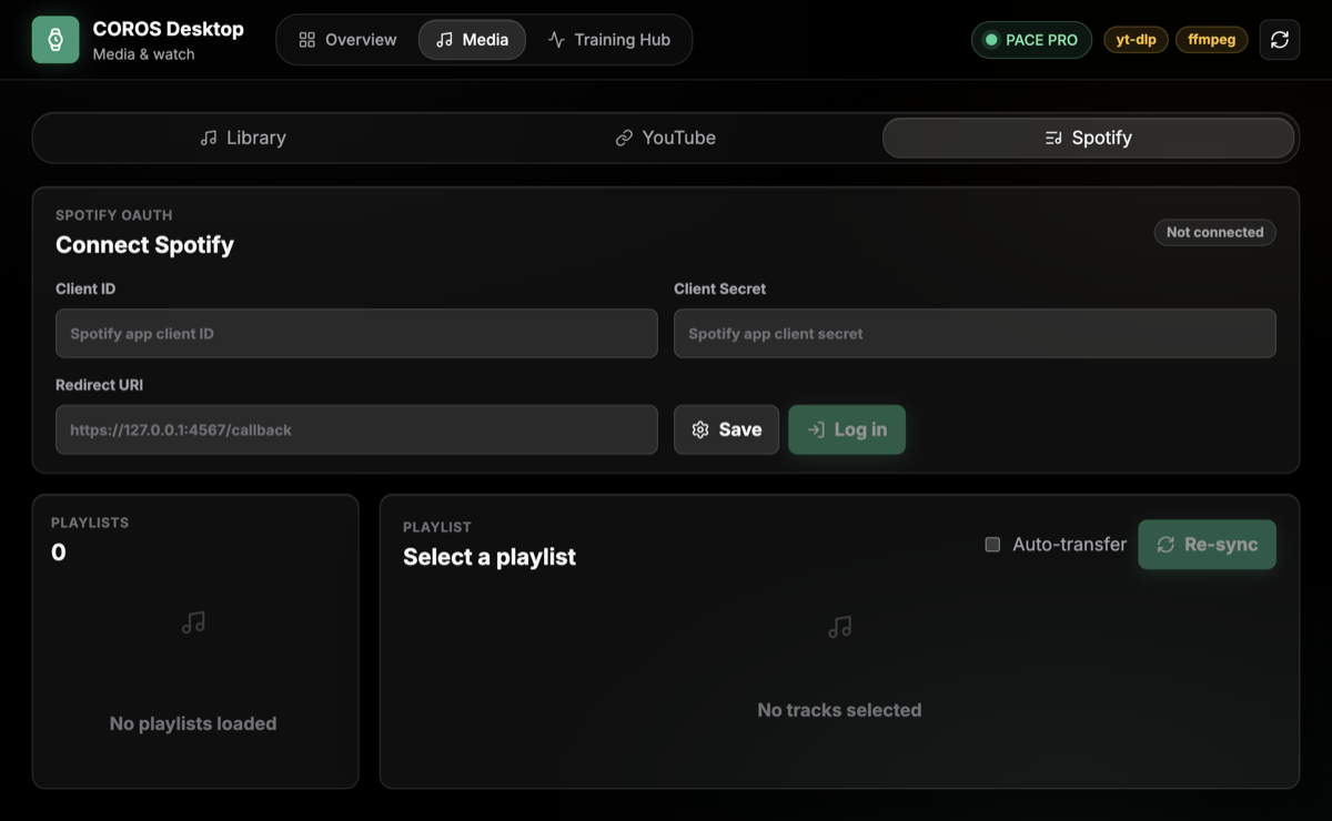CorosLink Spotify sync Spotify sync
